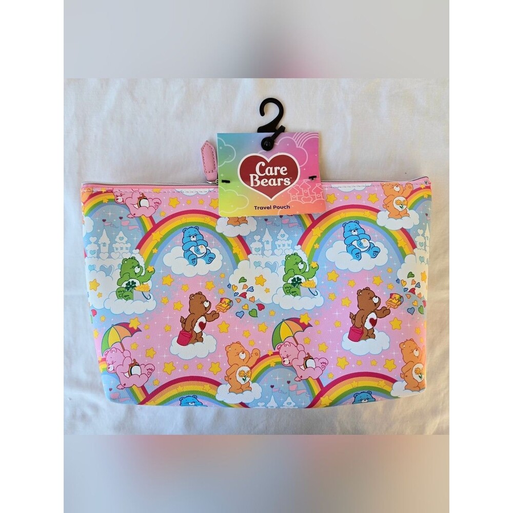 NWT Care Bears Rainbow Dreams Travel Pouch Large 12" Makeup Bag Kidcore